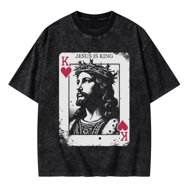 Jesus Is King Card Washed T-Shirt