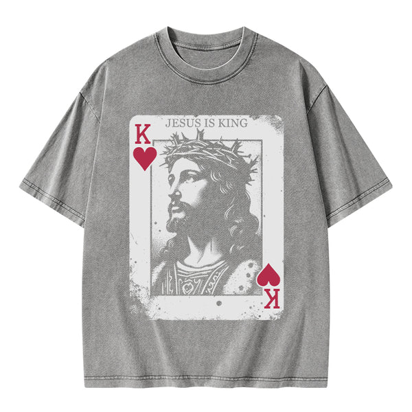 Jesus Is King Card Washed T-Shirt