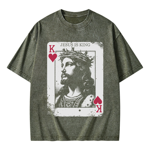 Jesus Is King Card Washed T-Shirt