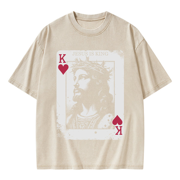 Jesus Is King Card Washed T-Shirt