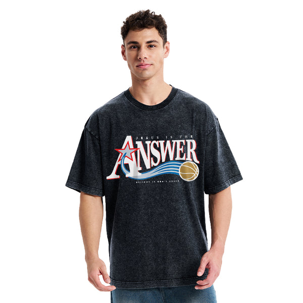 Jesus Is The Answer Christian Washed T-Shirt