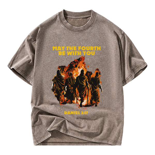 May The Fourth Be With You Christian Washed T-Shirt