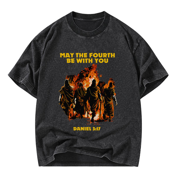 May The Fourth Be With You Christian Washed T-Shirt