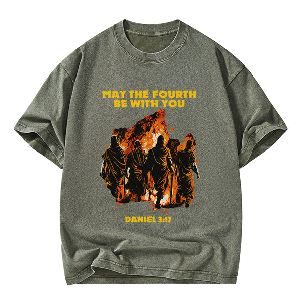 May The Fourth Be With You Christian Washed T-Shirt