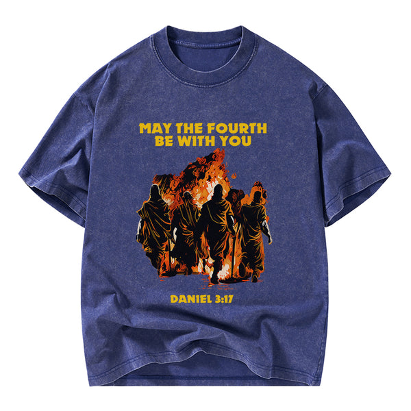 May The Fourth Be With You Christian Washed T-Shirt