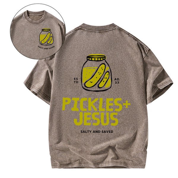 Pickles And Jesus Christian Washed T-Shirt