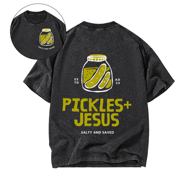 Pickles And Jesus Christian Washed T-Shirt