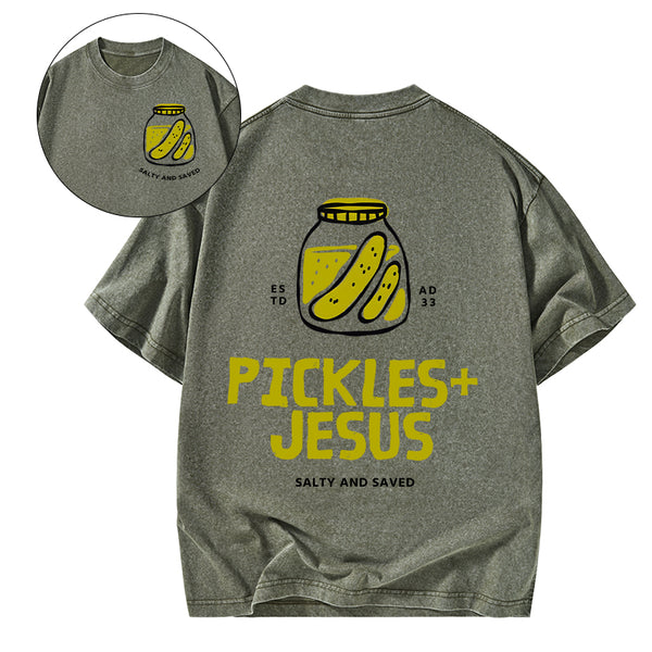 Pickles And Jesus Christian Washed T-Shirt