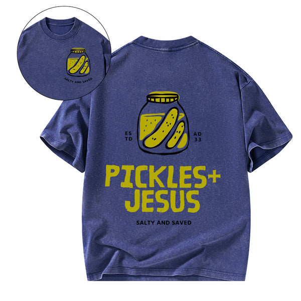 Pickles And Jesus Christian Washed T-Shirt