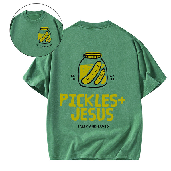 Pickles And Jesus Christian Washed T-Shirt