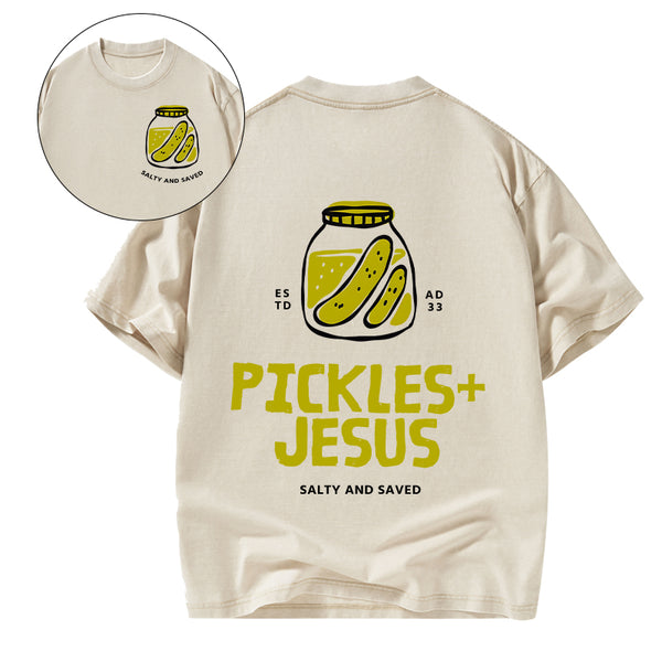 Pickles And Jesus Christian Washed T-Shirt