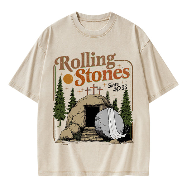 The Stone Was Rolled Away Christian Washed T-Shirt