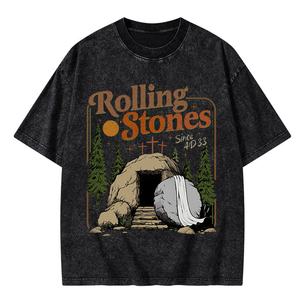 The Stone Was Rolled Away Christian Washed T-Shirt