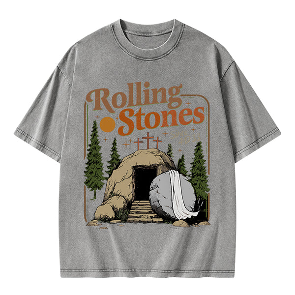 The Stone Was Rolled Away Christian Washed T-Shirt