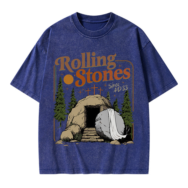 The Stone Was Rolled Away Christian Washed T-Shirt