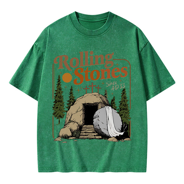 The Stone Was Rolled Away Christian Washed T-Shirt