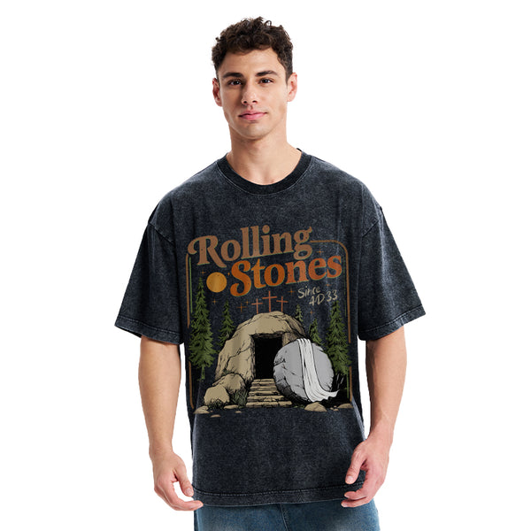 The Stone Was Rolled Away Christian Washed T-Shirt