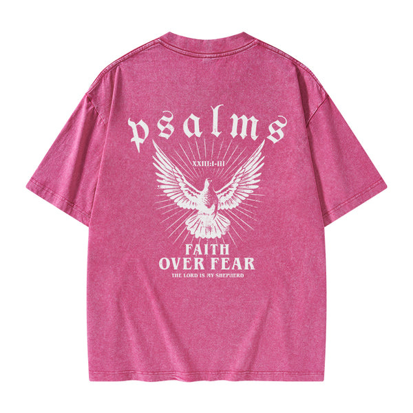 YFWTS0234 Faith Over Fear Christian Washed T-Shirt