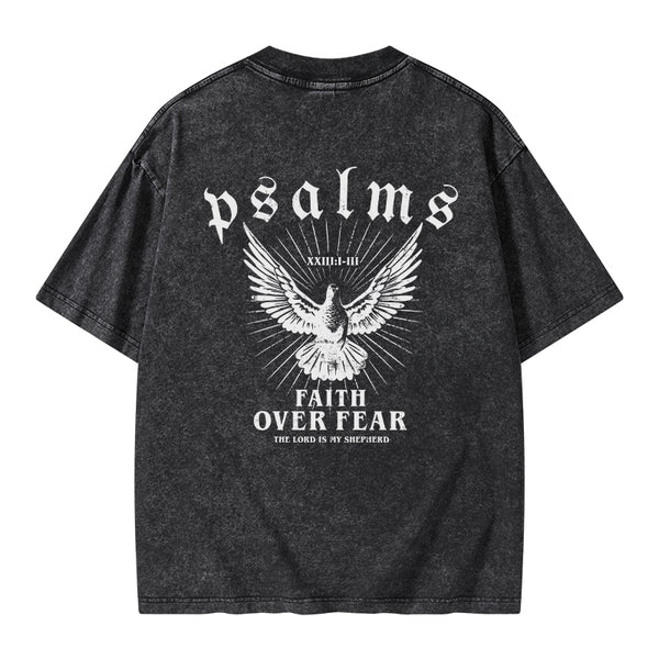 YFWTS0234 Faith Over Fear Christian Washed T-Shirt