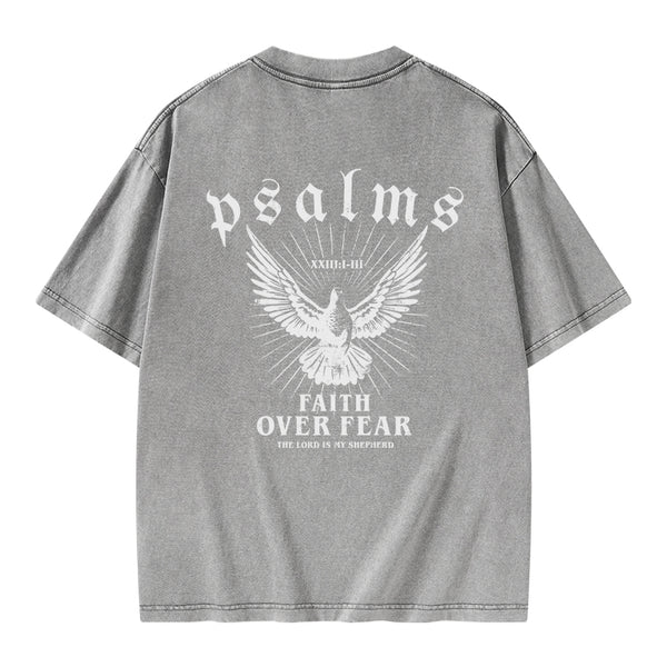 YFWTS0234 Faith Over Fear Christian Washed T-Shirt