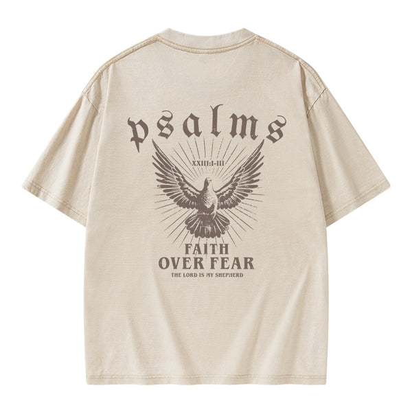 YFWTS0234 Faith Over Fear Christian Washed T-Shirt