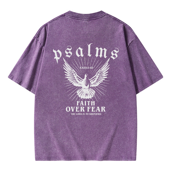 YFWTS0234 Faith Over Fear Christian Washed T-Shirt