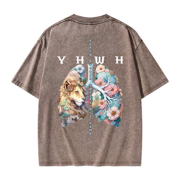 YHWH Lion Christian Washed T-Shirt