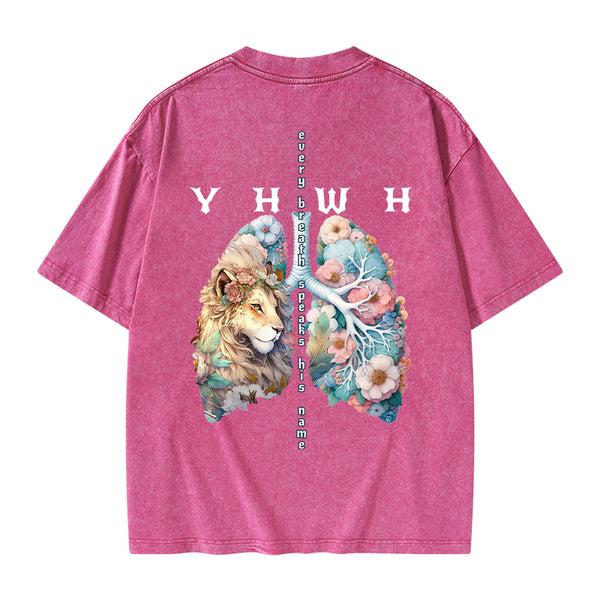 YHWH Lion Christian Washed T-Shirt