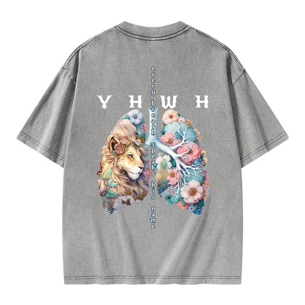 YHWH Lion Christian Washed T-Shirt