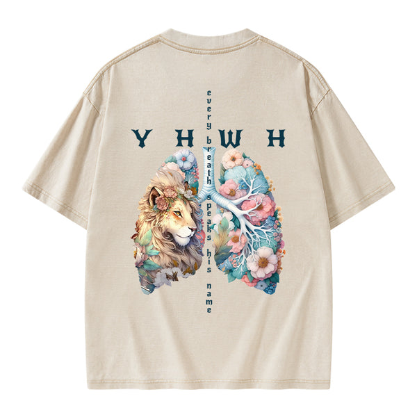 YHWH Lion Christian Washed T-Shirt