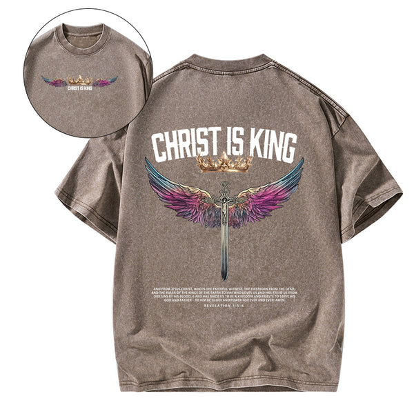 Jesus Christ Is King Christian Washed T-Shirt