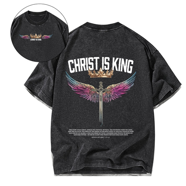 Jesus Christ Is King Christian Washed T-Shirt