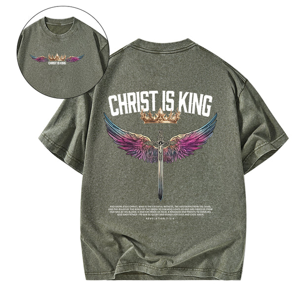 Jesus Christ Is King Christian Washed T-Shirt