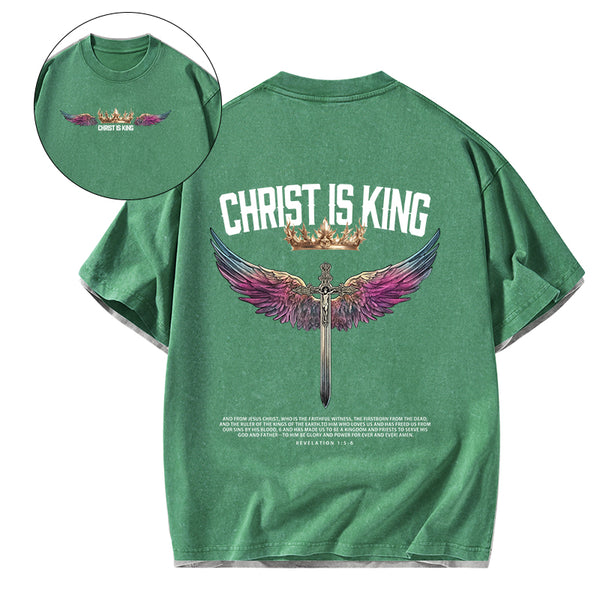 Jesus Christ Is King Christian Washed T-Shirt