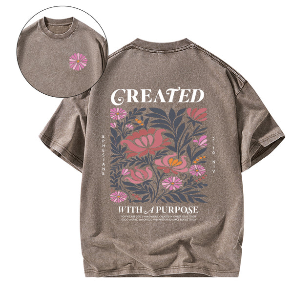 Created With A Purpose Christian Washed T-Shirt