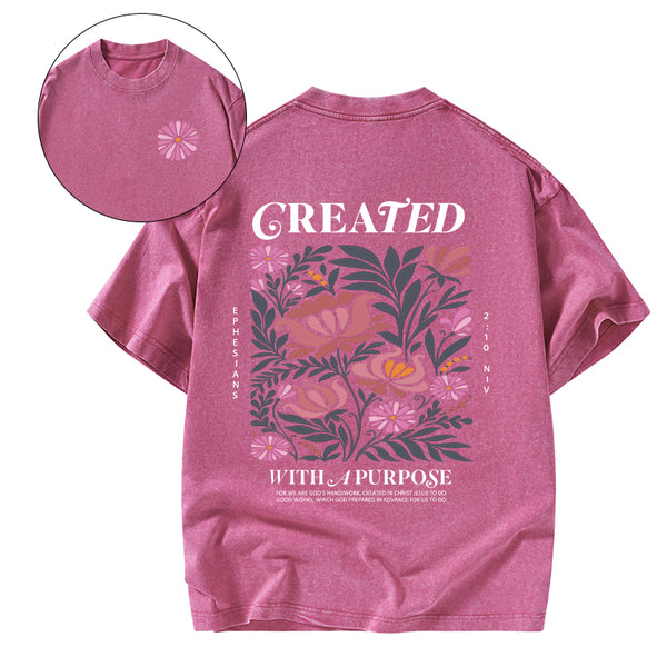 Created With A Purpose Christian Washed T-Shirt