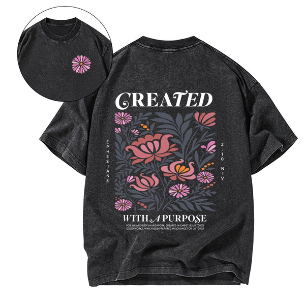 Created With A Purpose Christian Washed T-Shirt