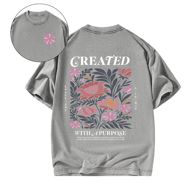 Created With A Purpose Christian Washed T-Shirt