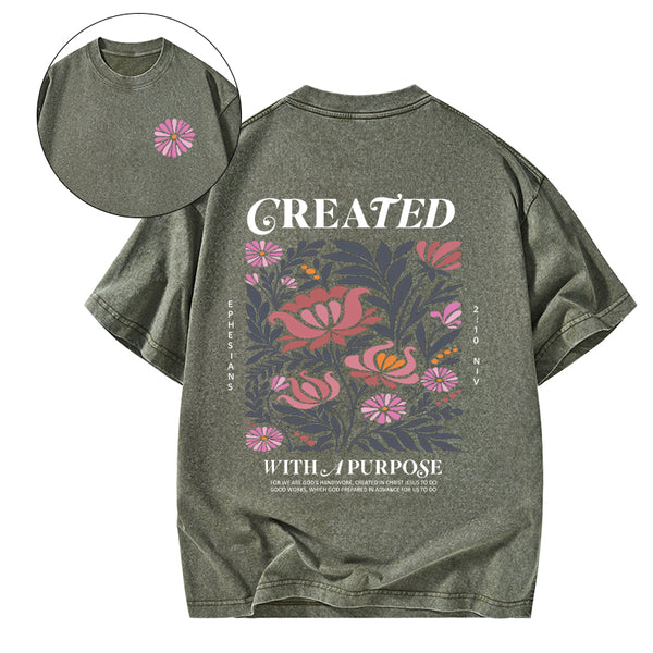 Created With A Purpose Christian Washed T-Shirt