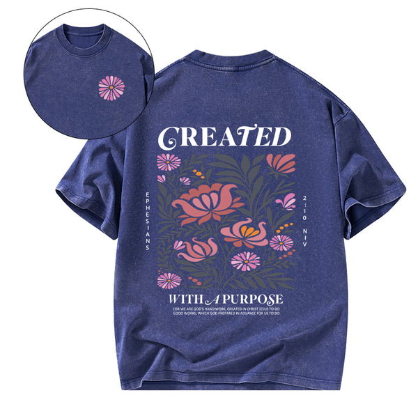 Created With A Purpose Christian Washed T-Shirt