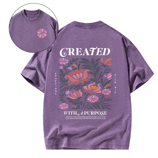 Created With A Purpose Christian Washed T-Shirt