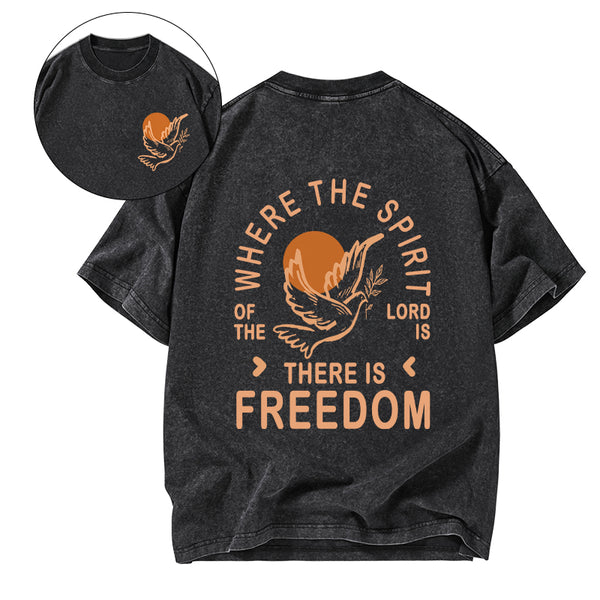 There Is Freedom Christian Washed T-Shirt