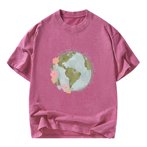 He Got The Whole World In His Hands Christian Washed T-Shirt