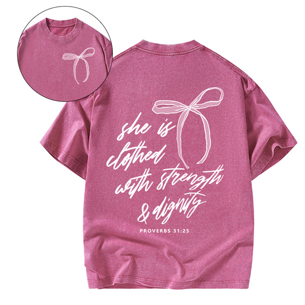 She Is Strong Christian Washed T-Shirt