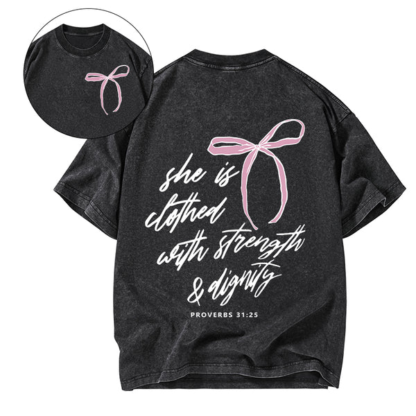 She Is Strong Christian Washed T-Shirt