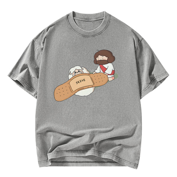 Jesus Heals Christian Washed T-Shirt