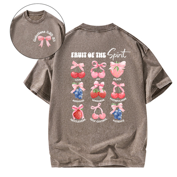 Fruits Coquette Bow Christian Washed T-Shirt