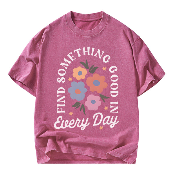Retro Flower Inspirational Christian Washed T-Shirt