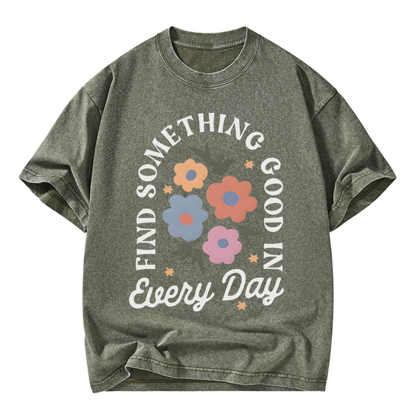 Retro Flower Inspirational Christian Washed T-Shirt