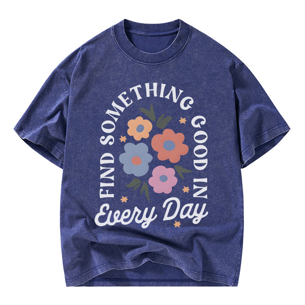 Retro Flower Inspirational Christian Washed T-Shirt